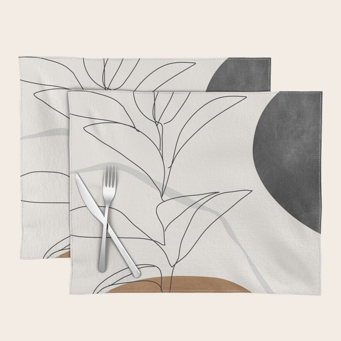 Abstract Art Minimal Plant Placemat Gallery Image 1