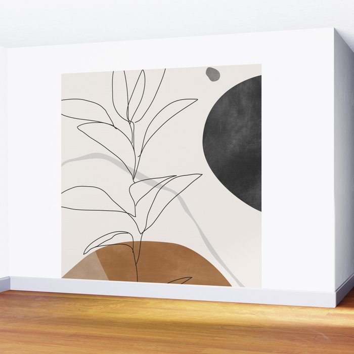 Abstract Art Minimal Plant Wall Mural Gallery Image 2