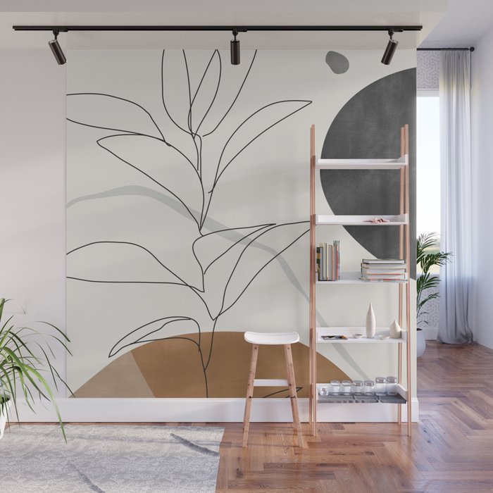Abstract Art Minimal Plant Wall Mural Gallery Image 1