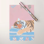 Dreaming Tiger Botanical Bliss Wrapping Paper Gallery Image 1