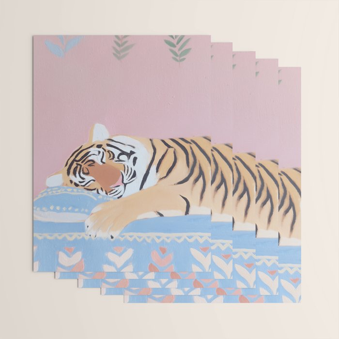 Dreaming Tiger Botanical Bliss Wrapping Paper Gallery Image 3