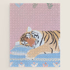 Dreaming Tiger Botanical Bliss Jigsaw Puzzle Gallery Image 1