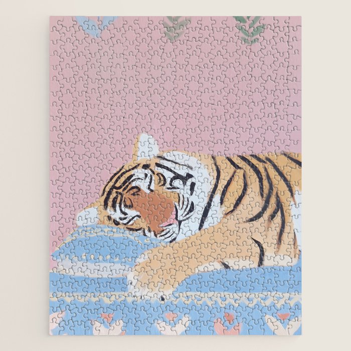 Dreaming Tiger Botanical Bliss Jigsaw Puzzle Gallery Image 1