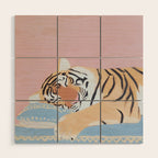 Dreaming Tiger Botanical Bliss Wood Wall Art Gallery Image 1