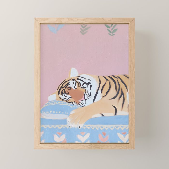 Dreaming Tiger Botanical Bliss Mini Art Print Gallery Image 1