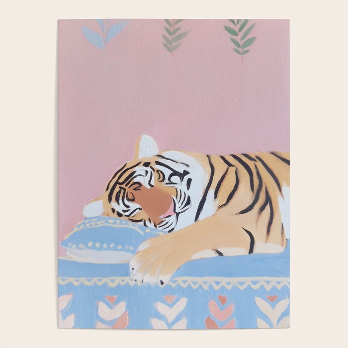 Dreaming Tiger Botanical Bliss Poster Gallery Image 1