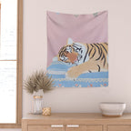 Dreaming Tiger Botanical Bliss Wall Tapestry Gallery Image 2