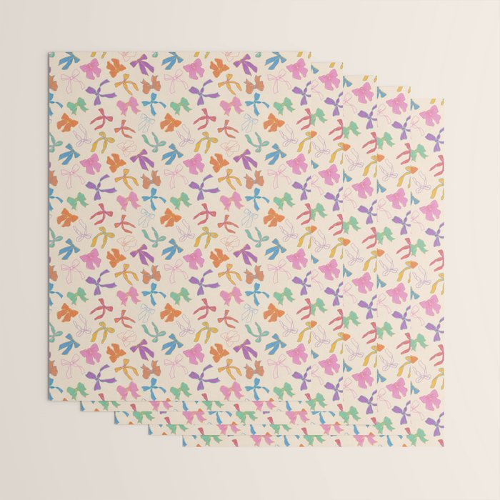 Vintage Coquette Colorful Bows Pattern Wrapping Paper Gallery Image 3