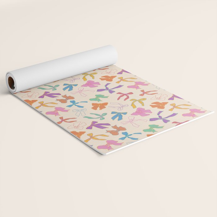 Vintage Coquette Colorful Bows Pattern Yoga Mat Gallery Image 2