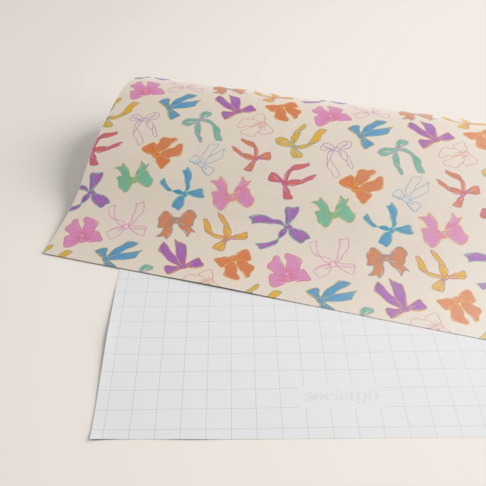 Vintage Coquette Colorful Bows Pattern Wrapping Paper Gallery Image 2