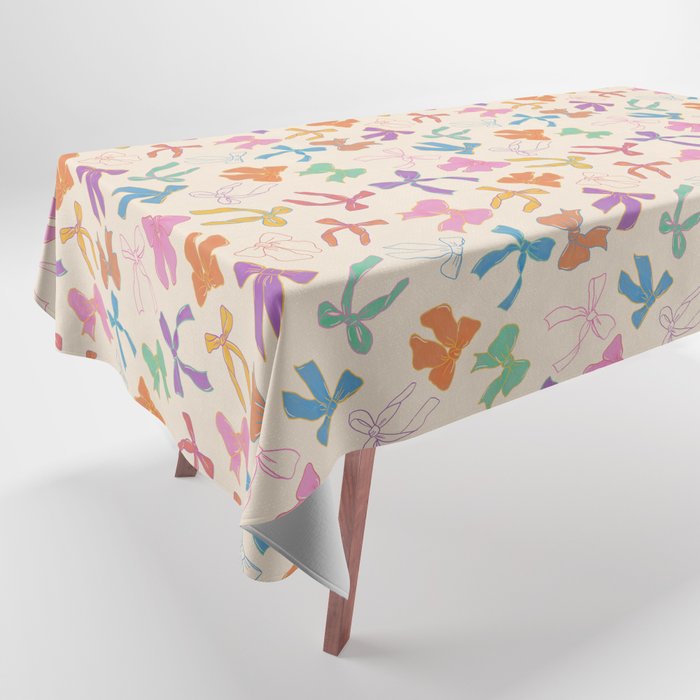 Vintage Coquette Colorful Bows Pattern Tablecloth Gallery Image 1