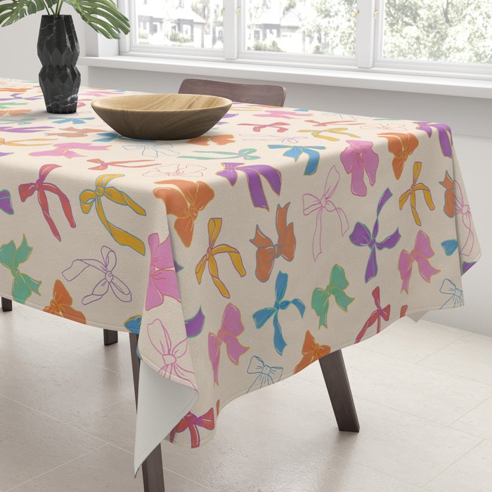 Vintage Coquette Colorful Bows Pattern Tablecloth Gallery Image 3