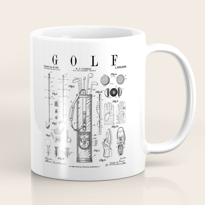 Golf Club Golfer Old Vintage Patent Drawing Print Coffee Mug Gallery Image 1