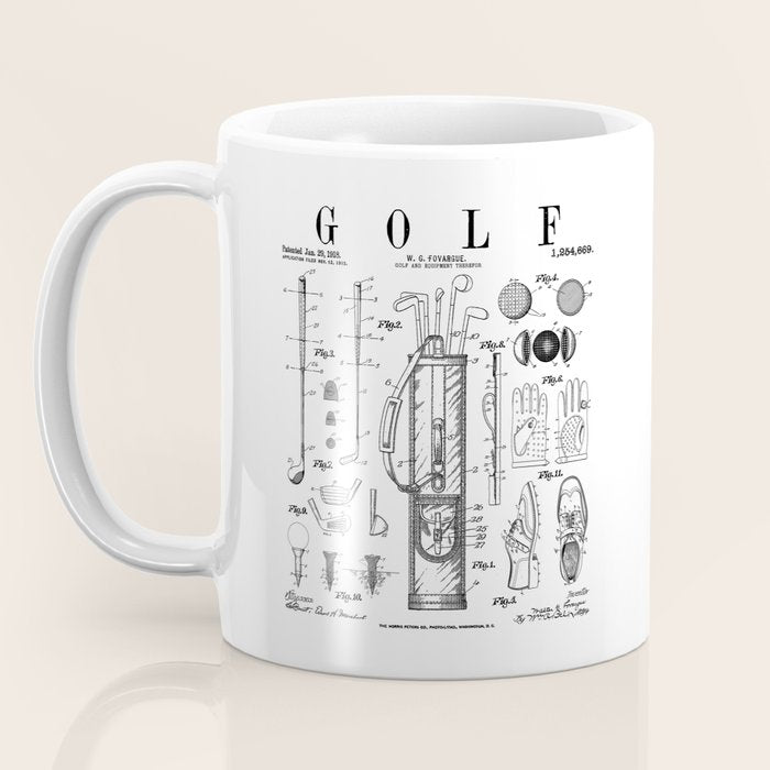 Golf Club Golfer Old Vintage Patent Drawing Print Coffee Mug Gallery Image 3