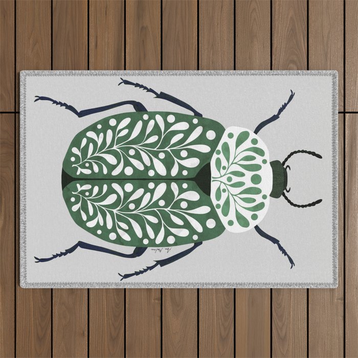 Beetle and leaves Outdoor Rug Gallery Image 1