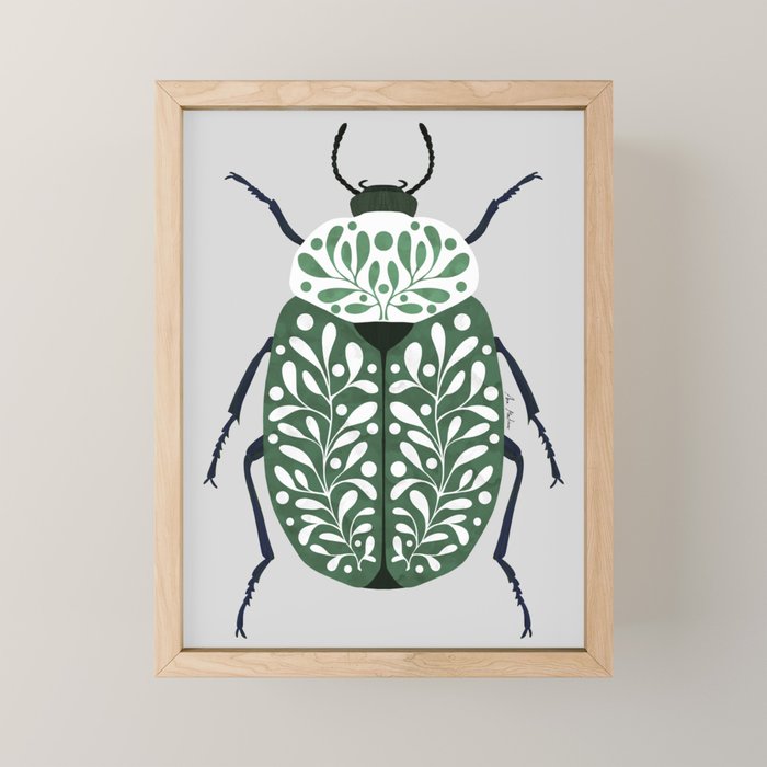 Beetle and leaves Mini Art Print Gallery Image 1