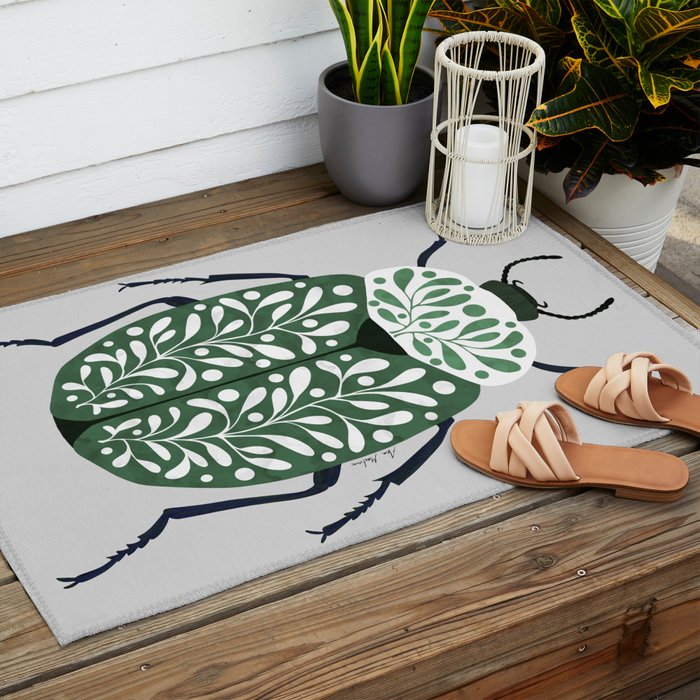 Beetle and leaves Outdoor Rug Gallery Image 2
