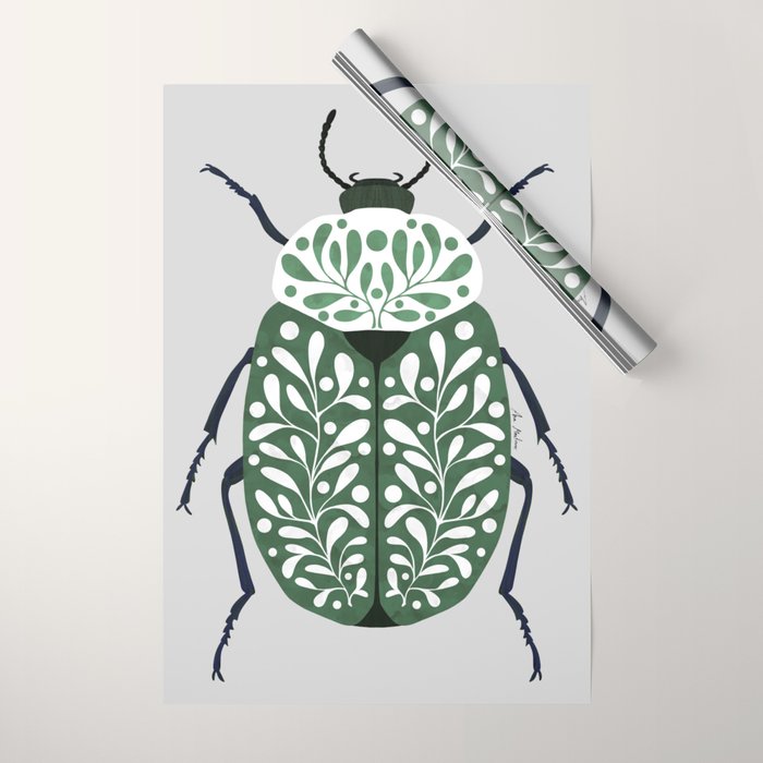 Beetle and leaves Wrapping Paper Gallery Image 1