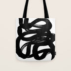 Swirl Black & White Minimalist Abstract Mid century Ink Art Dark Brush Strokes Tote Bag Gallery Image 1