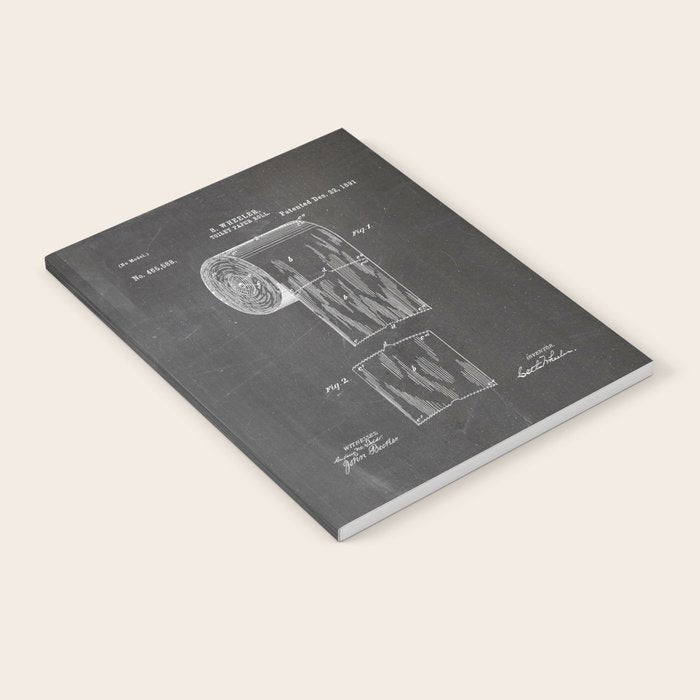Toilet Paper Patent - Bathroom Art - Black Chalkboard Notebook Gallery Image 1
