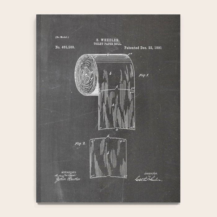 Toilet Paper Patent - Bathroom Art - Black Chalkboard Notebook Gallery Image 4