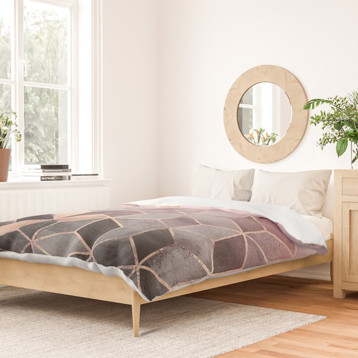 Pink And Grey Gradient Cubes Duvet Cover Gallery Image 2