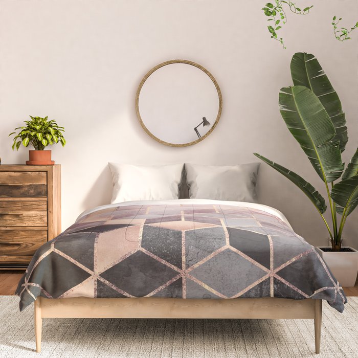 Pink And Grey Gradient Cubes Comforter Gallery Image 3