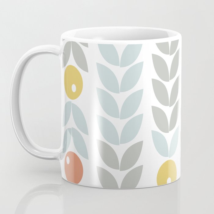 Mid Century Modern Retro Leaf and Circle Pattern Coffee Mug Gallery Image 3