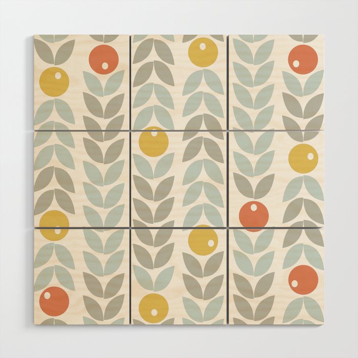 Mid Century Modern Retro Leaf and Circle Pattern Wood Wall Art Gallery Image 1