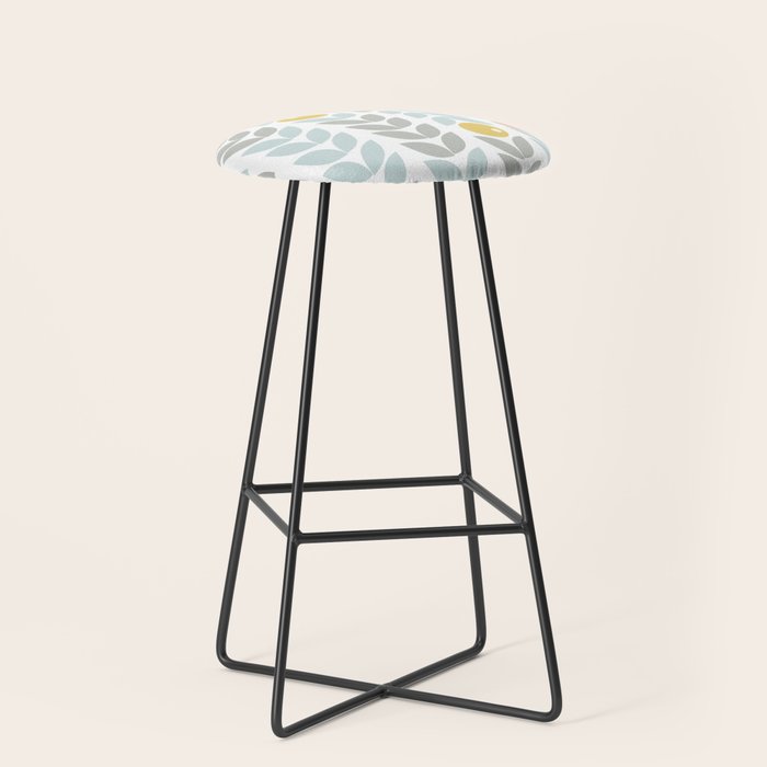 Mid Century Modern Retro Leaf and Circle Pattern Stool Gallery Image 1