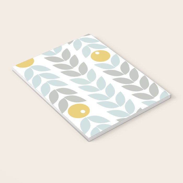 Mid Century Modern Retro Leaf and Circle Pattern Notebook Gallery Image 3