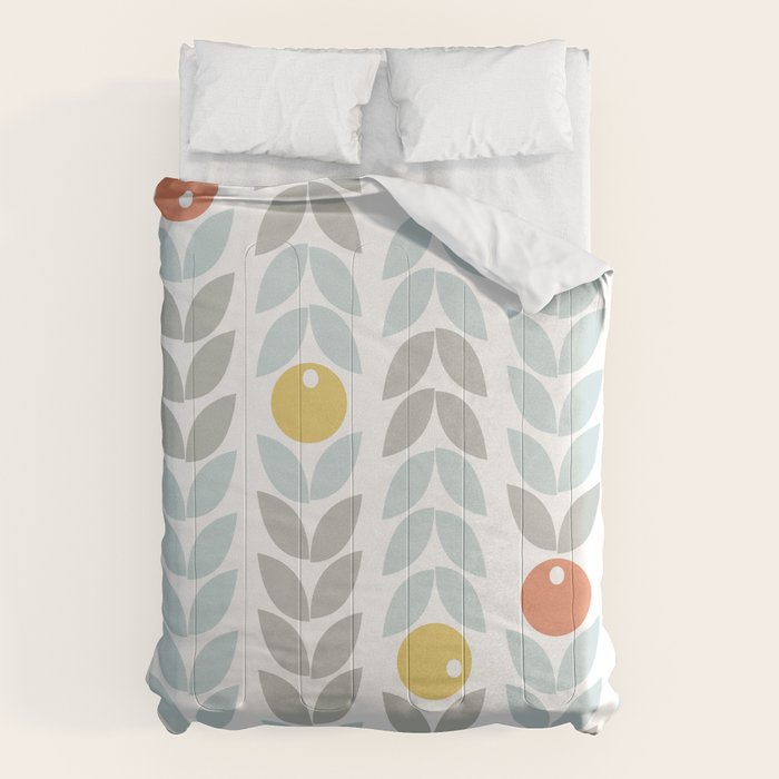 Mid Century Modern Retro Leaf and Circle Pattern Comforter Gallery Image 1