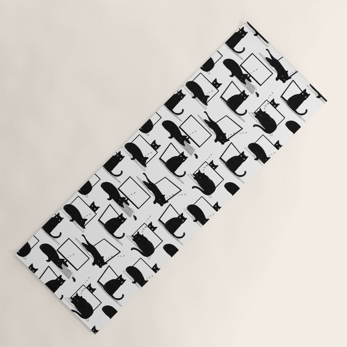 Cats Sitting on Laptops Yoga Mat Gallery Image 1