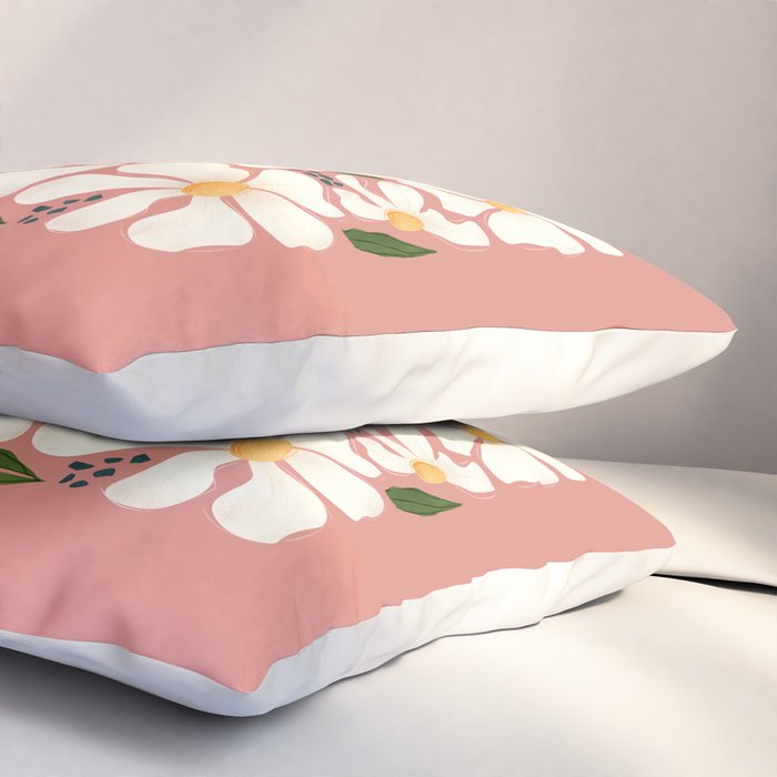 White Daisies On Pink Pillow Sham Gallery Image 3