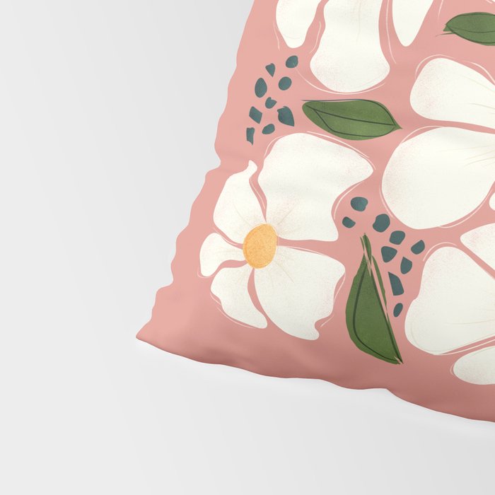 White Daisies On Pink Pillow Sham Gallery Image 4