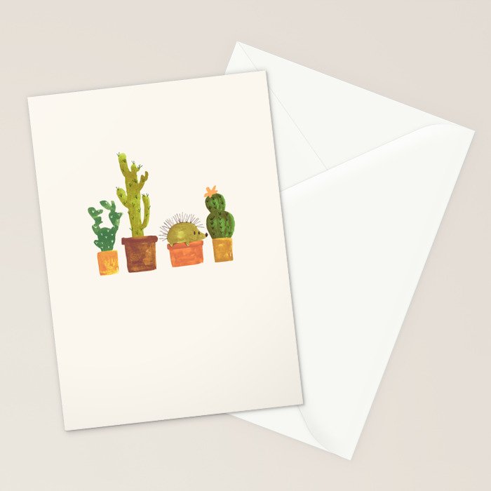 Hedgehog and Cactus (incognito) Stationery Card Gallery Image 2