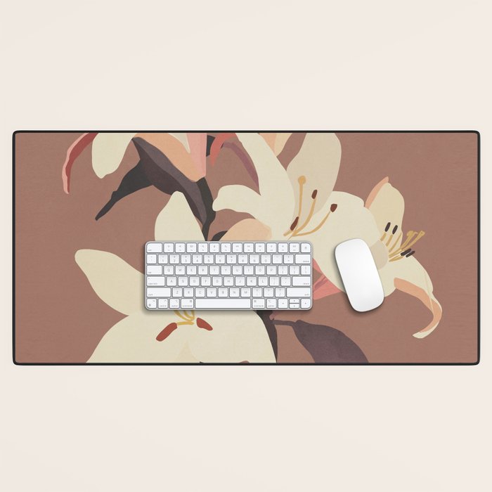 White Lilies 3 Desk Mat Gallery Image 1