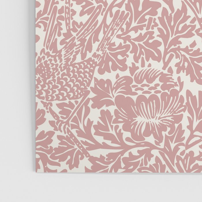 William Morris Vintage Strawberry Thief Pink & White Pattern Poster Gallery Image 3