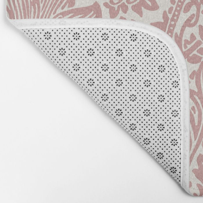 William Morris Vintage Strawberry Thief Pink & White Pattern Bath Mat Gallery Image 2