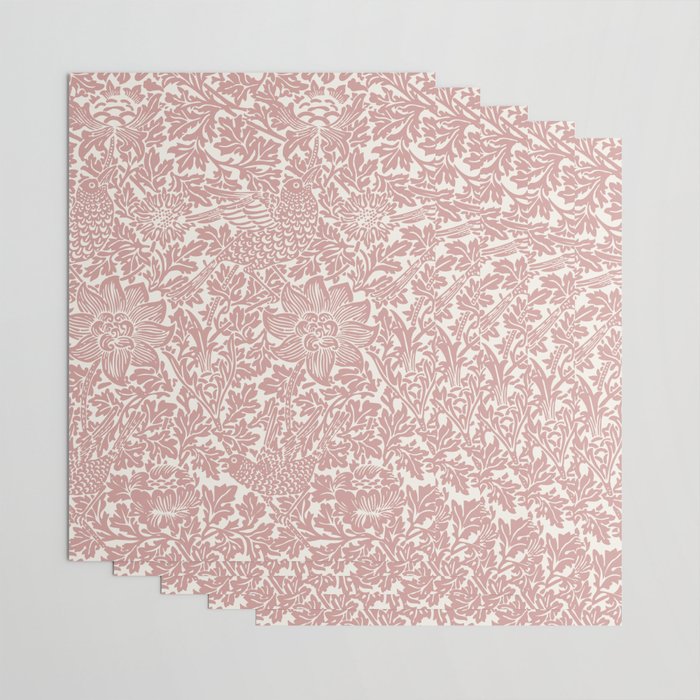 William Morris Vintage Strawberry Thief Pink & White Pattern Wrapping Paper Gallery Image 3