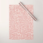 William Morris Vintage Strawberry Thief Pink & White Pattern Wrapping Paper Gallery Image 1