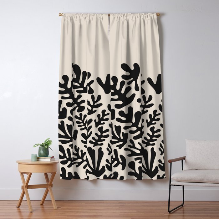 Matisse Black Cut Outs Abstract Mid Century Modern Art Window Curtain Gallery Image 1