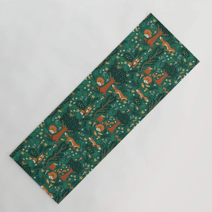 Foxes Playing in the Emerald Forest Yoga Mat Gallery Image 1