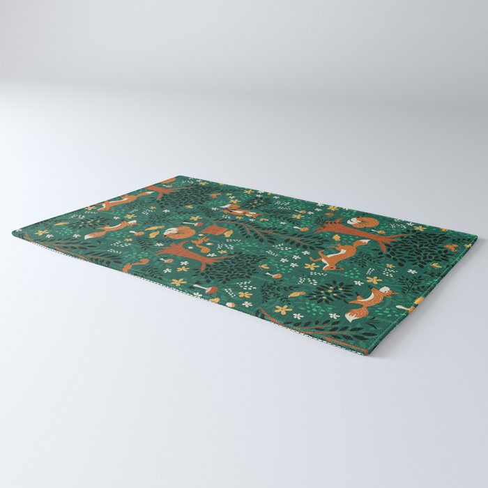 Foxes Playing in the Emerald Forest Rug Gallery Image 3