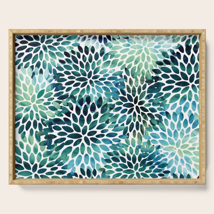 Floral Watercolor, Navy, Blue Teal, Abstract Watercolor Serving Tray Gallery Image 1