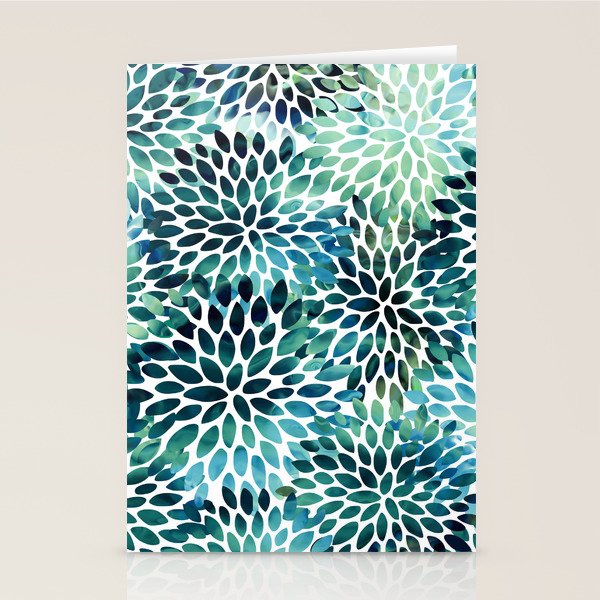 Floral Watercolor, Navy, Blue Teal, Abstract Watercolor Stationery Card Gallery Image 2
