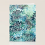 Floral Watercolor, Navy, Blue Teal, Abstract Watercolor Stationery Card Gallery Image 2