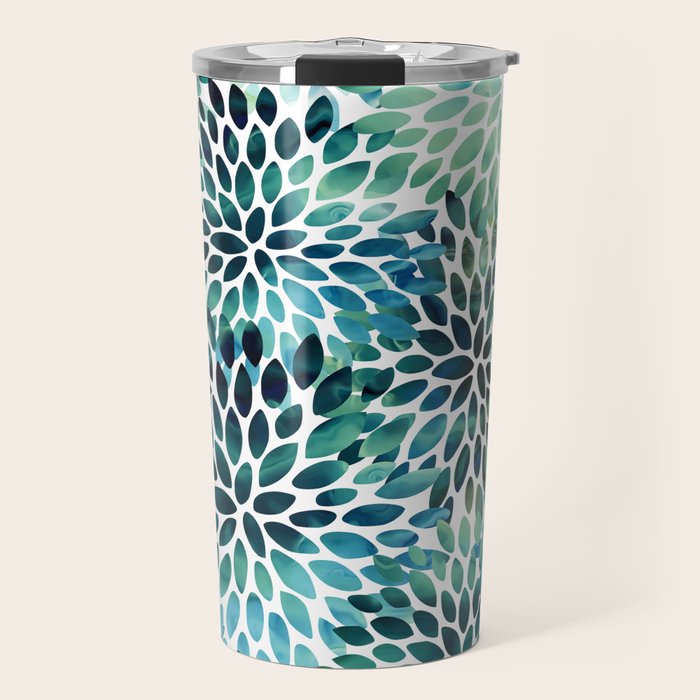 Floral Watercolor, Navy, Blue Teal, Abstract Watercolor Travel Mug Gallery Image 1