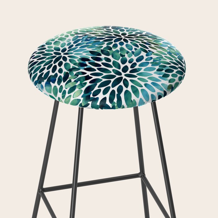 Floral Watercolor, Navy, Blue Teal, Abstract Watercolor Stool Gallery Image 2