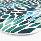 Floral Watercolor, Navy, Blue Teal, Abstract Watercolor Bath Mat Gallery Image 3